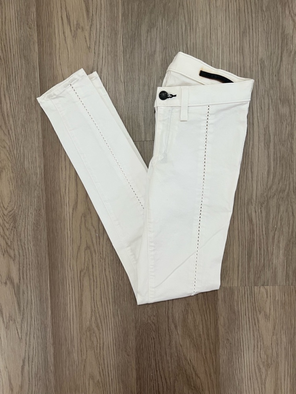 Rag & Bone Split Separating Bright White Skinny Jeans Size 25 W1546O026